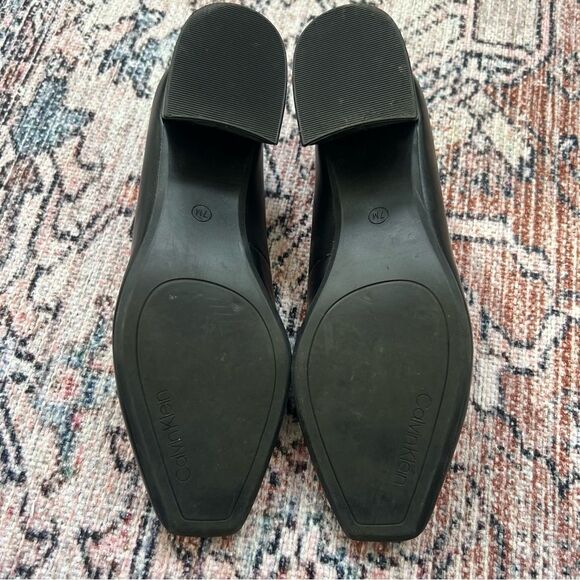 Calvin Klein Madeline Pump Shoes Womens Size 7 Black Faux Leather Block Heel - Picture 11 of 12